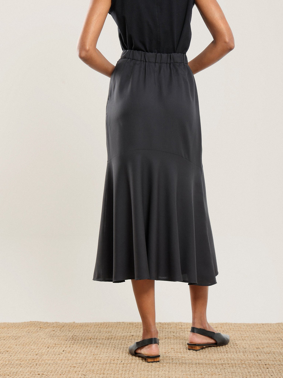 Tencel Flared Skirt - Black