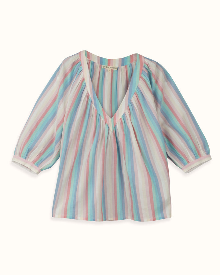 Edie Top - Rainbow Wove Stripe