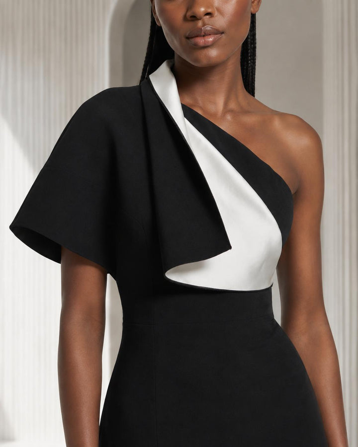 Yume Long Dress - Ivory On Black