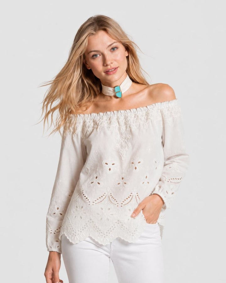Fleur Top - White Eyelet
