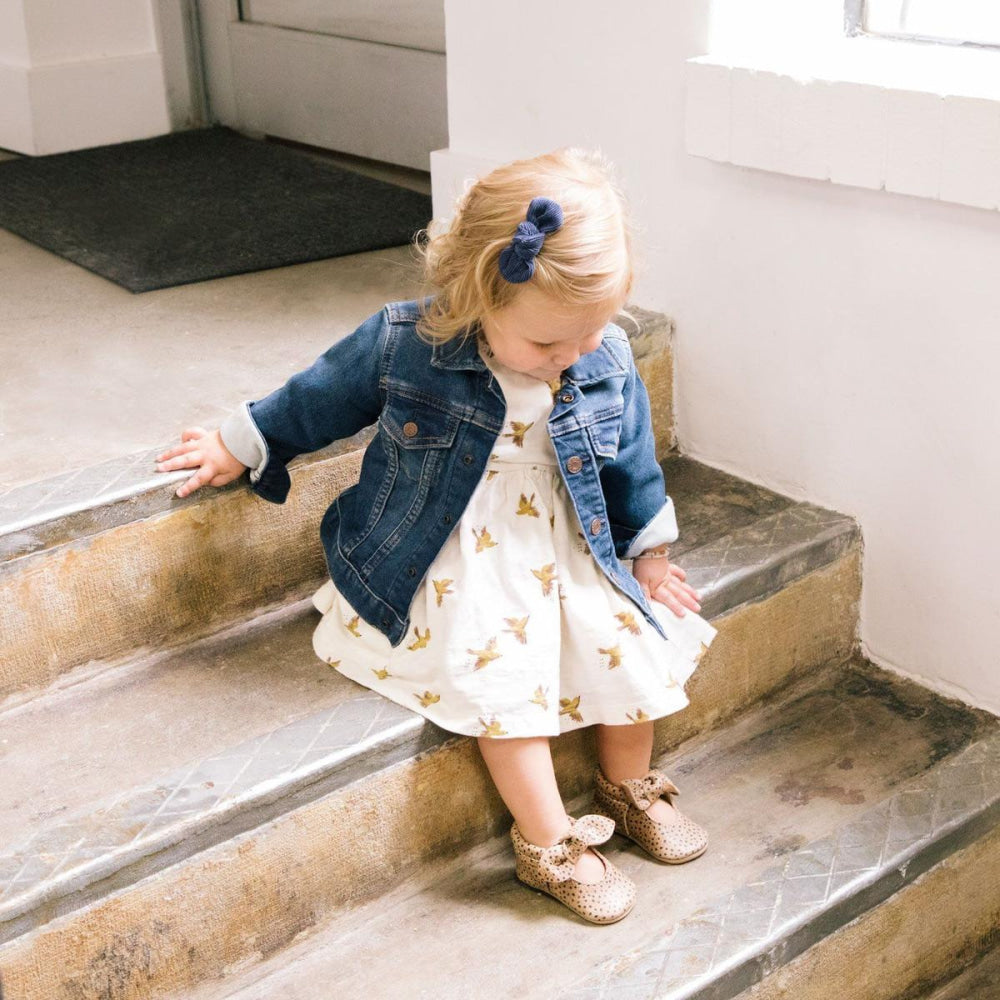 Newborn Almond Speckles Knotted Bow Baby Shoe - Soft Sole / Newborn - ’Flats - Baby Kids Adult All’