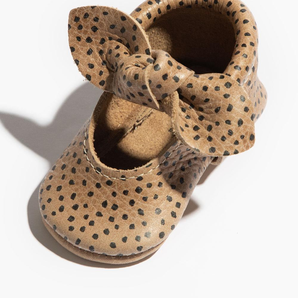 Newborn Almond Speckles Knotted Bow Baby Shoe - Soft Sole / Newborn - ’Flats - Baby Kids Adult All’