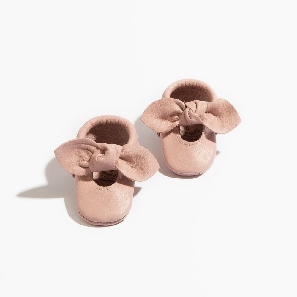 Newborn Blush Knotted Bow Baby Shoe - Soft Sole / Newborn - ’Shoes - Baby Kids Teen Adult’