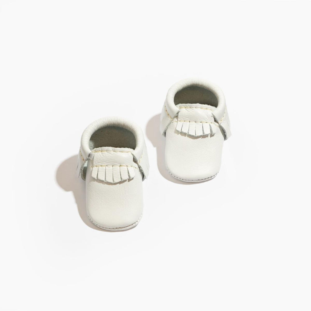 Newborn Bright White Moccasin Baby Shoe - Soft Sole / Newborn - ’Moccasin - Kids Adult’