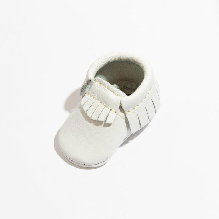 Newborn Bright White Moccasin Baby Shoe - Soft Sole / Newborn - ’Moccasin - Kids Adult’