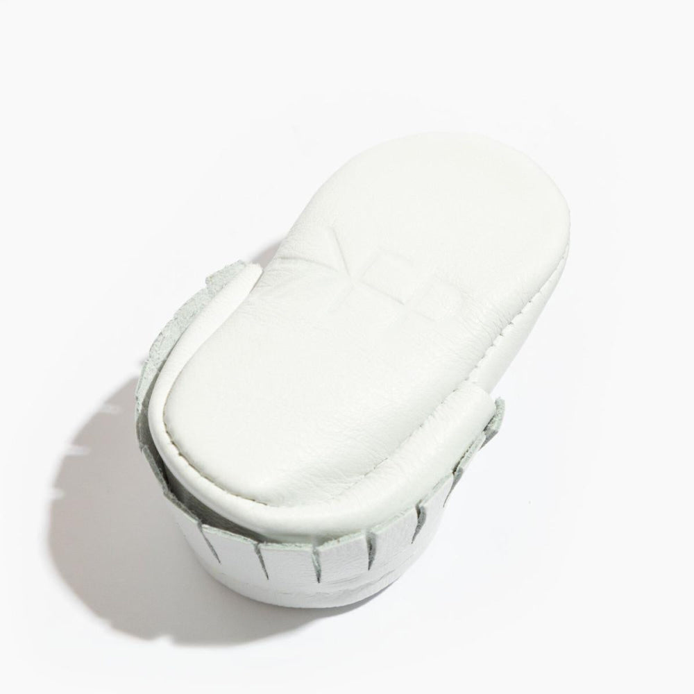 Newborn Bright White Moccasin Baby Shoe - Soft Sole / Newborn - ’Moccasin - Kids Adult’