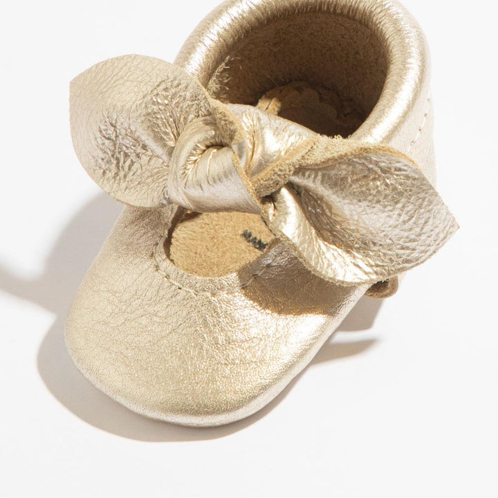 Newborn Platinum Knotted Bow Baby Shoe - Soft Sole / Newborn - ’Flats - Baby Kids Adult All’