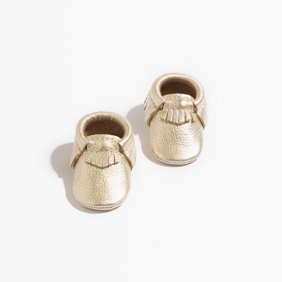 Newborn Platinum Moccasin Baby Shoe - Soft Sole / Newborn - ’Moccasin - Kids Adult’