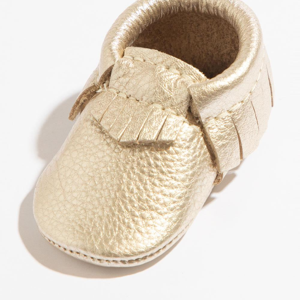 Newborn Platinum Moccasin Baby Shoe - Soft Sole / Newborn - ’Moccasin - Kids Adult’