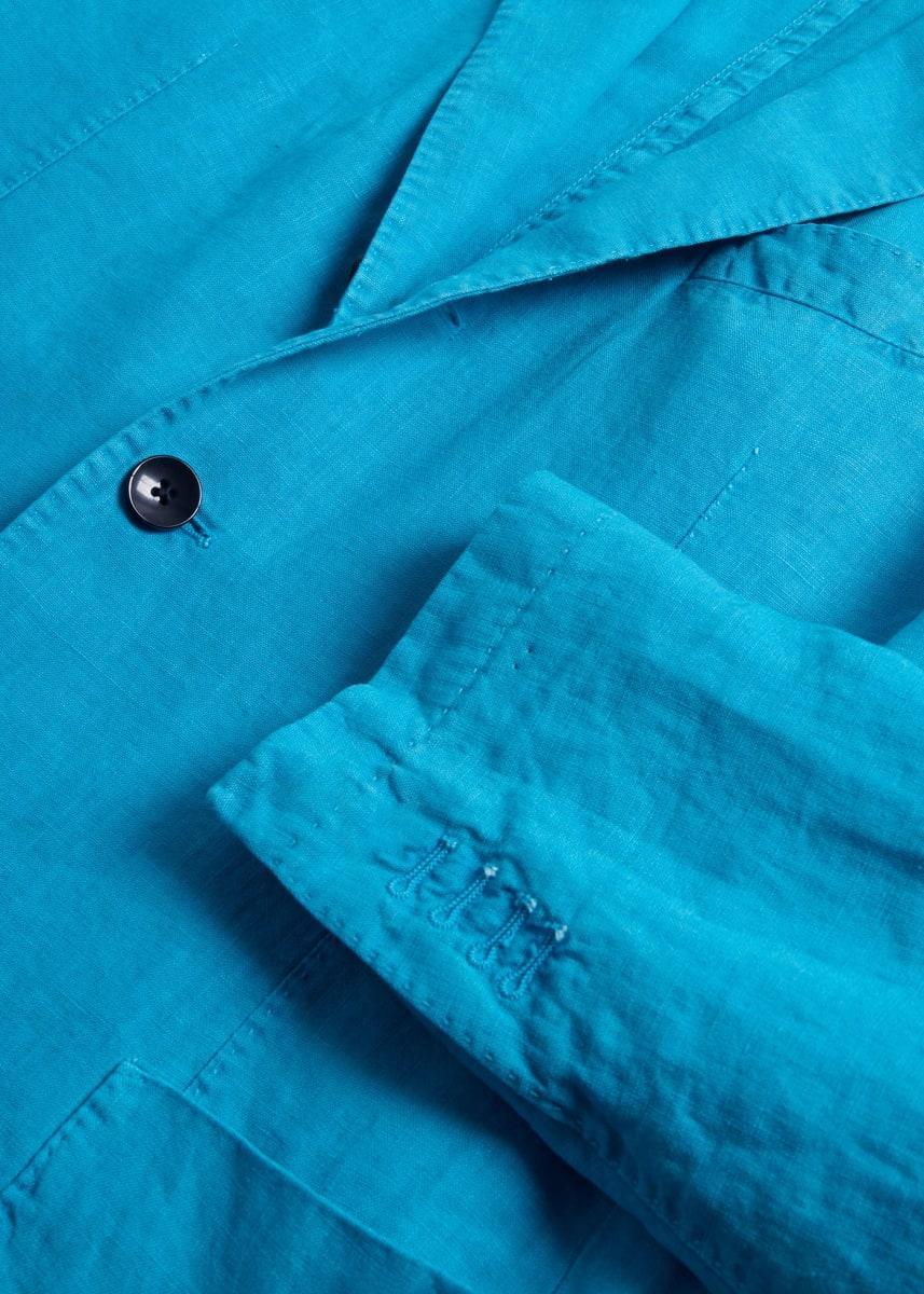 Linen Garment Dyed Jacket - Turquoise