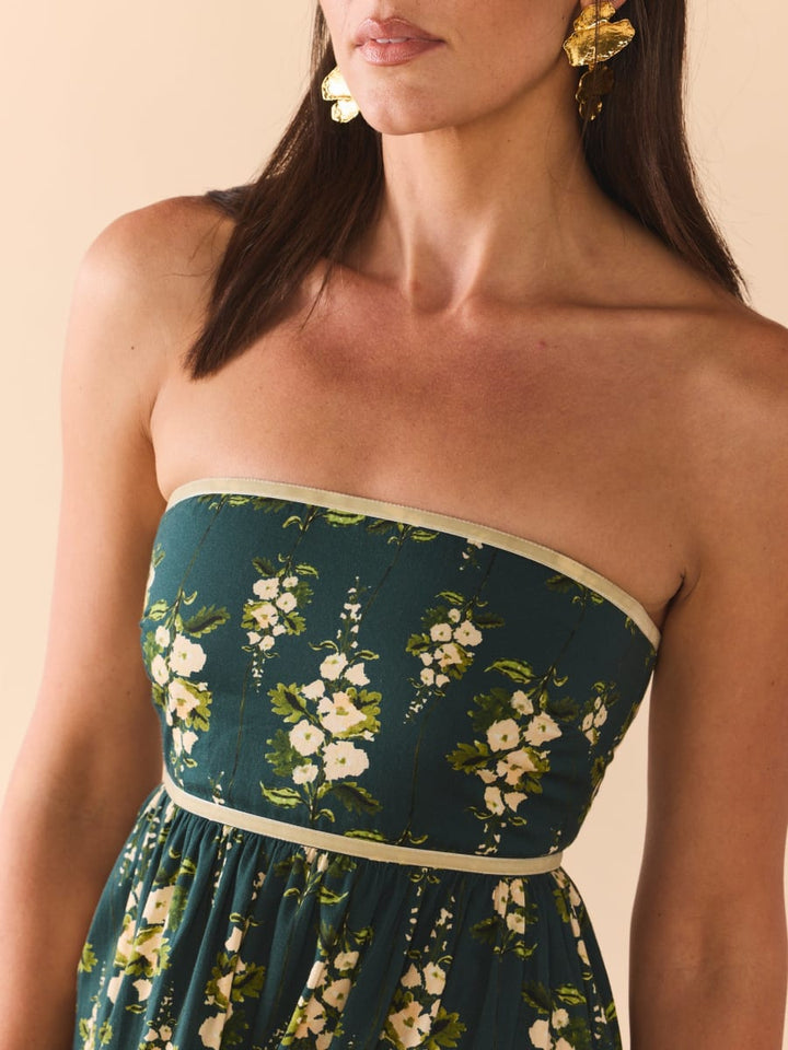 Mimi Dress x McKenzie DePinto - Deep Green With Cream Larsen Floral