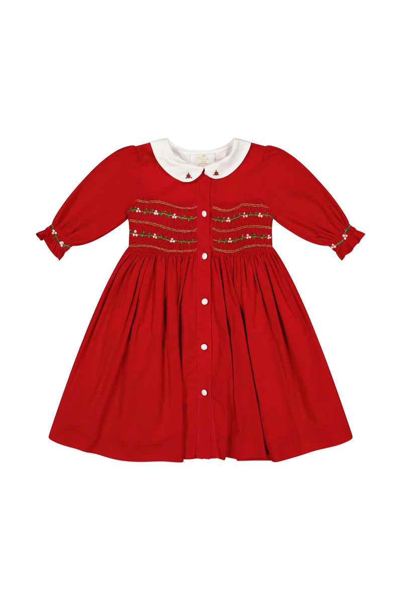 Olympe Red Holiday Smocked Dress