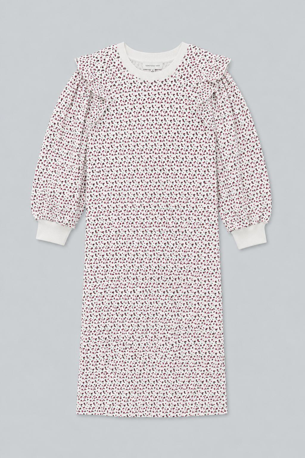 Meghan Ruffle Sweatshirt Dress - White