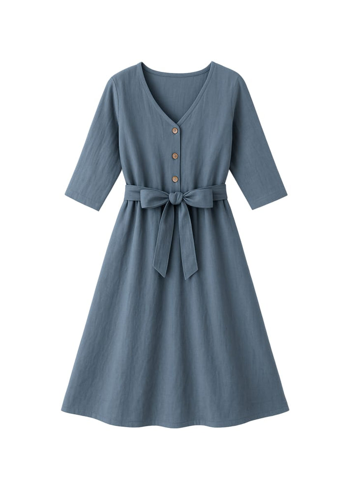 Faye Linen Dress - Blue Dusk