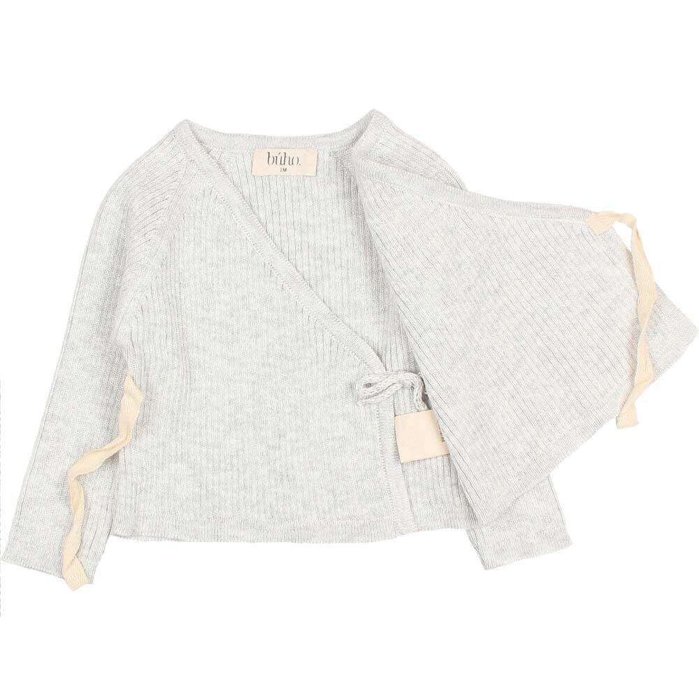 Newborn Kimono Crossed Cardigan with Tie Closure - Ice Blue Sweaters Buho 