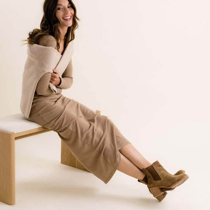 Ana Go-To Heeled Chelsea Boot - Taupe Suede - FINAL SALE