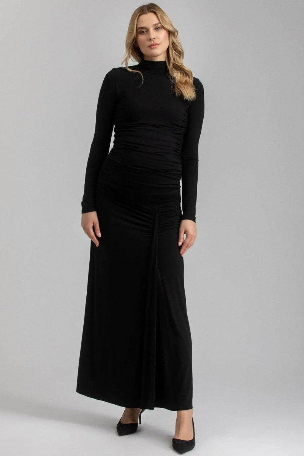 NIKE Maxi Maternity Skirt With Side Ruching In Soft Bamboo Jersey - Black - Skirt