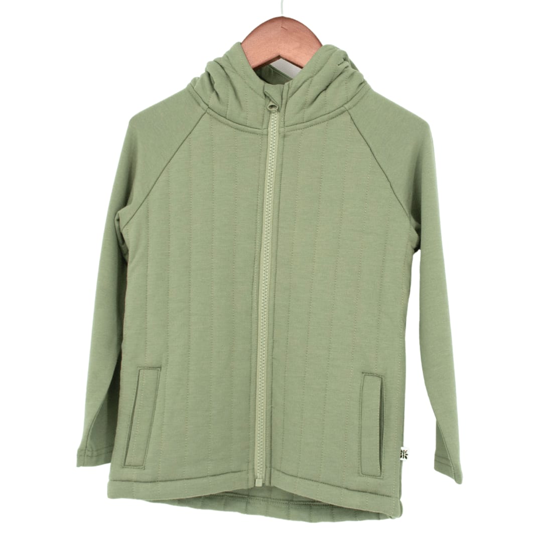 French Terry Hooded Jacket - Olive Green