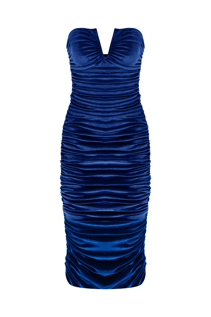 Luce Velvet Midi Dress - Blue