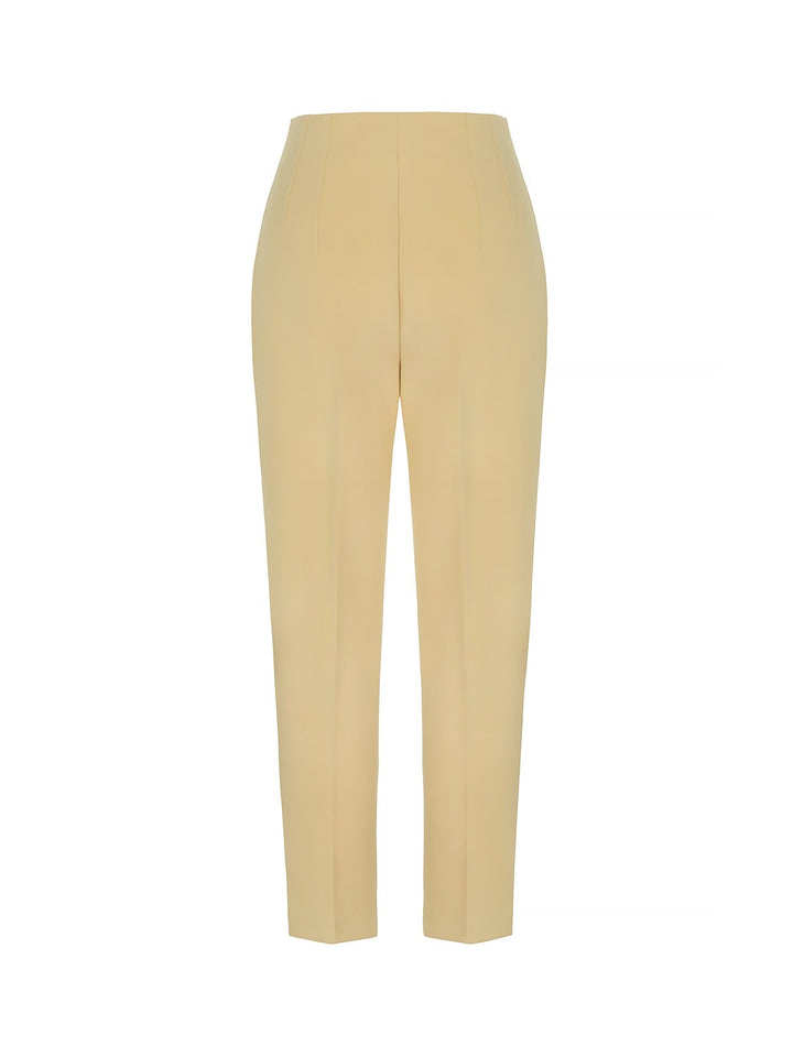 Pleated High-Waisted Pants - Yellow