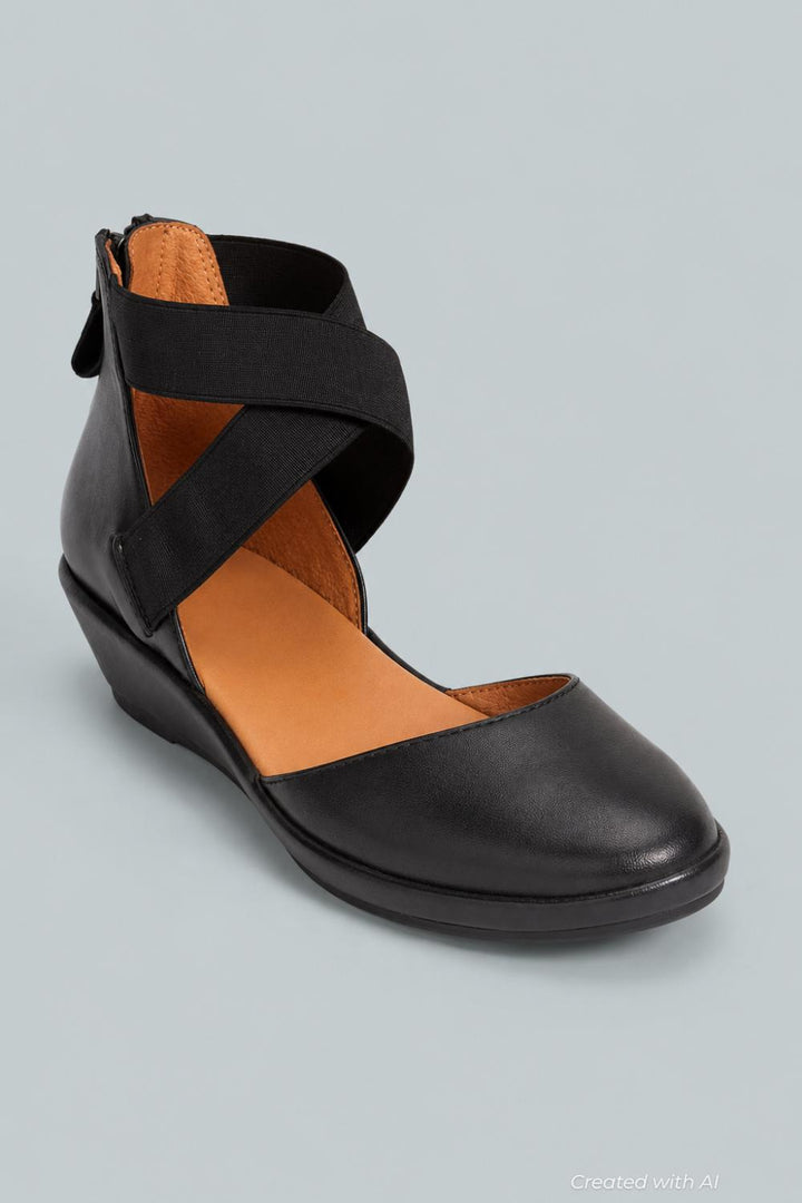 Noa Demiwedge Ankle Strap Sandal - Black - 8.5 - Sandal