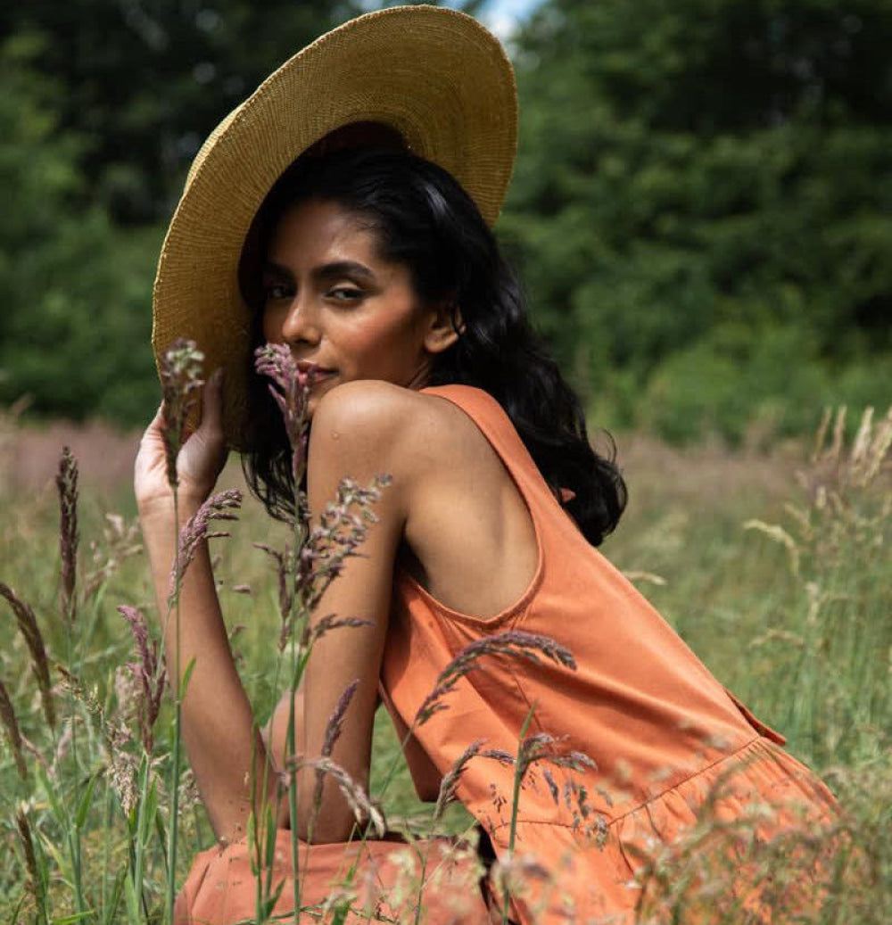 Noelle Organic Cotton Dress - Terracotta and Russet - Dresses