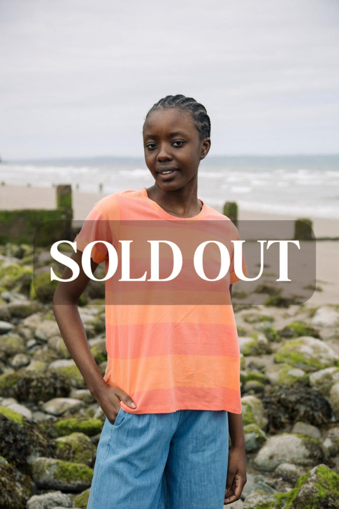 Nori-Sue Organic Cotton Top - Coral and Apricot - Shirt