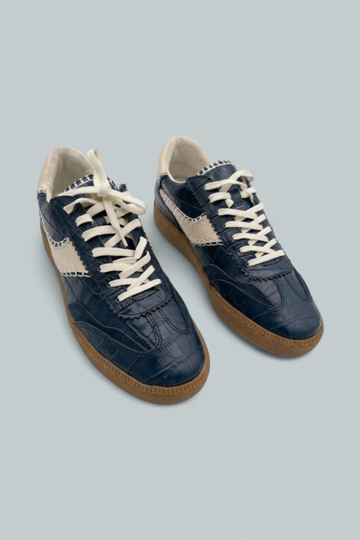 Notice Stitch Croco Embossed Sneakers - Ink Croco - 8.5 - Sneaker