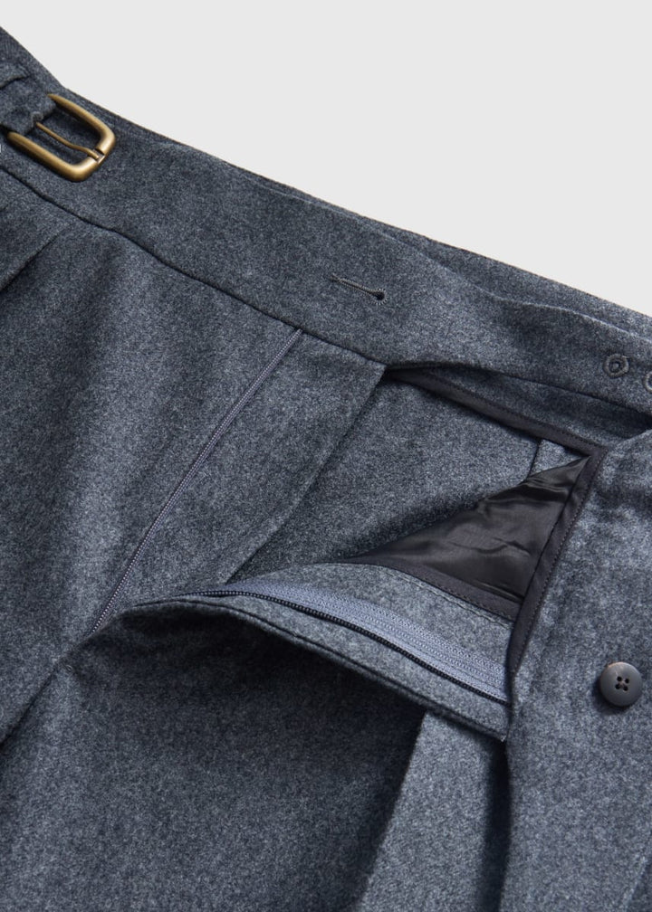 Super 100 Wool Flannel Gurka Pant - Charcoal