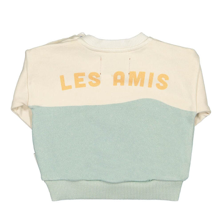 Baby Unisex Sweatshirt - Off White & Light Blue w/ "Les Amis" Print