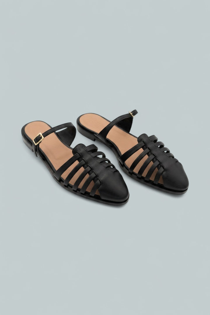 Eleonora Strappy Flats - Black