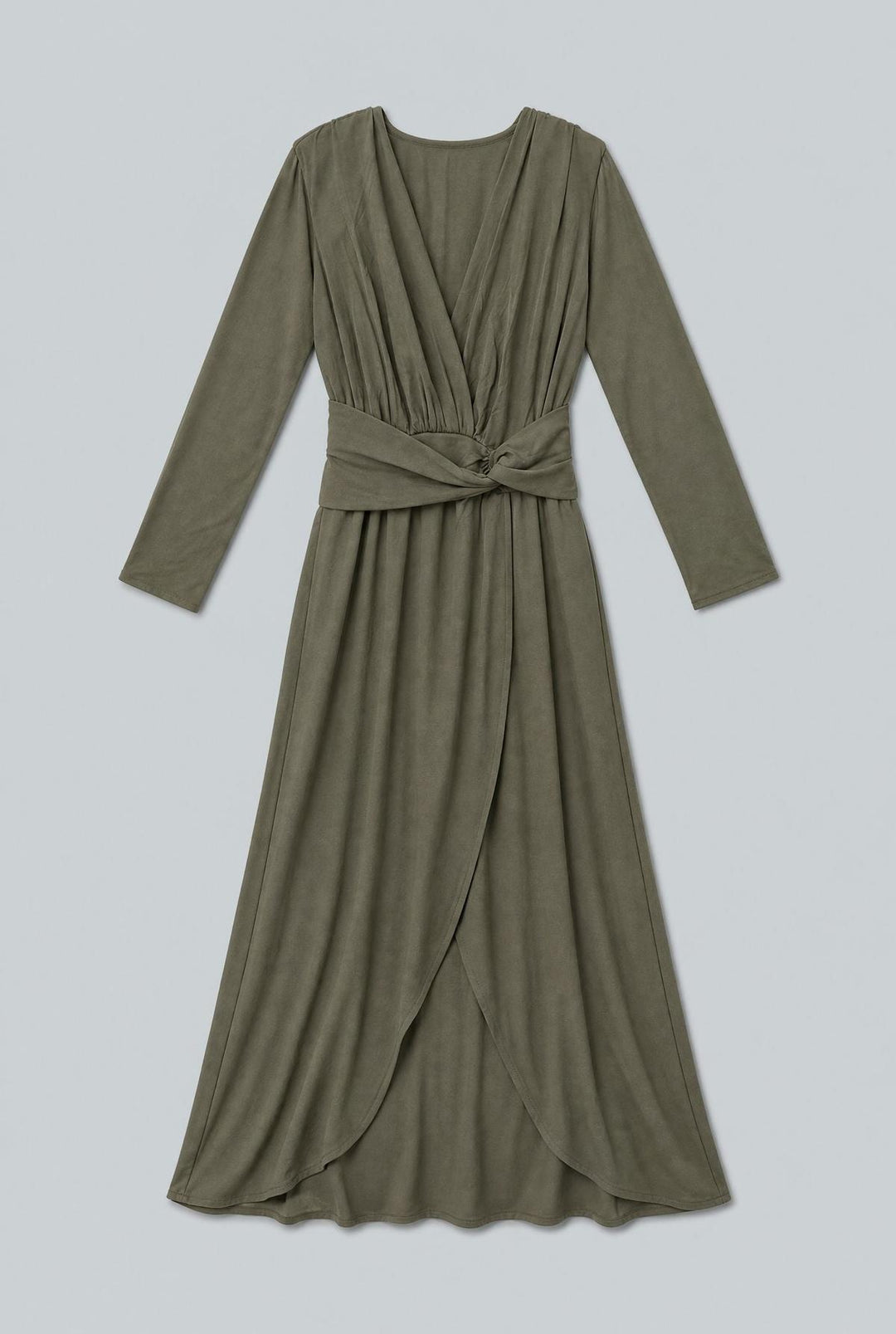 V-Neck Wrap Gown - Olive