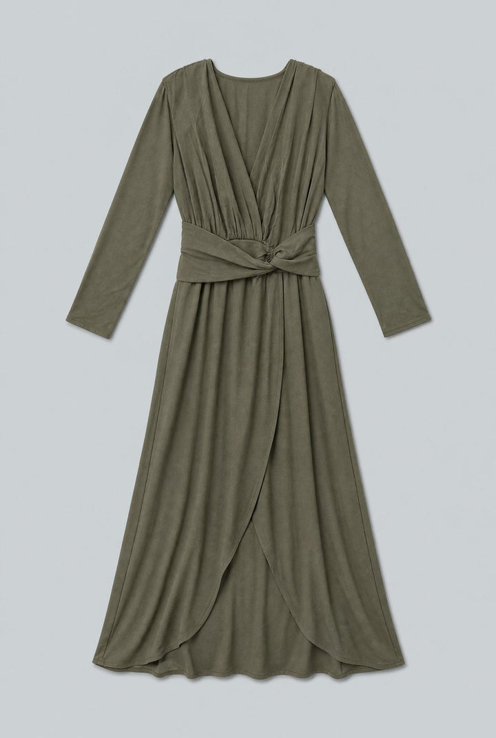V-Neck Wrap Gown - Olive