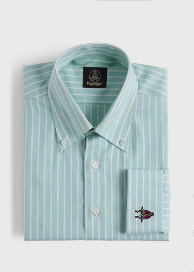 Wide Striped Oxford Logo Sport Shirt - Mint
