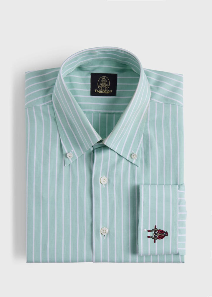 Wide Striped Oxford Logo Sport Shirt - Mint