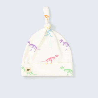 Top Knot Cap - Rainbow Dinosaurs