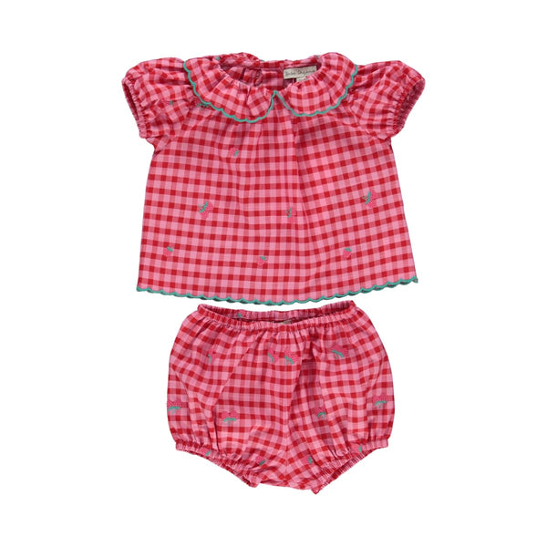 Alisa Baby Set Raspberry Check