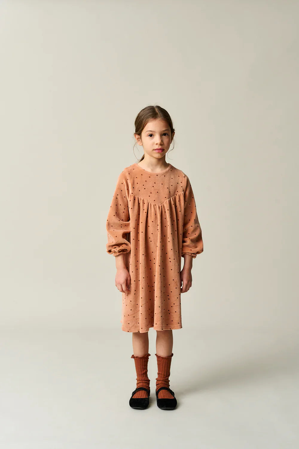 Polka Dot Velour Dress - Pink