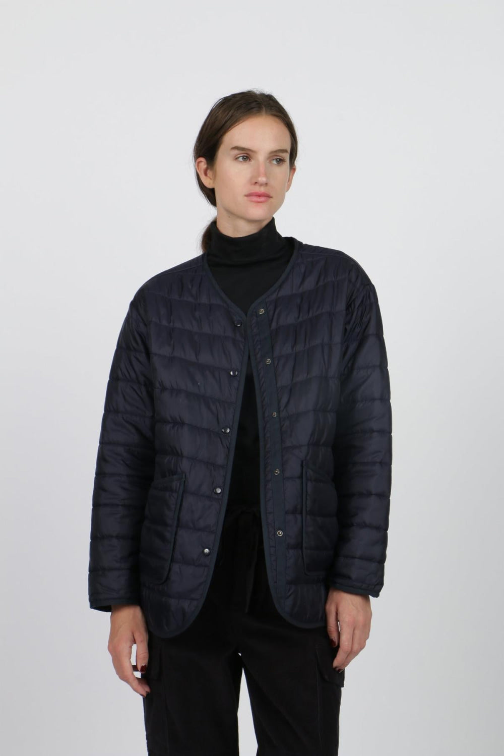 Nylon Padded Jacket - Navy - Jacket