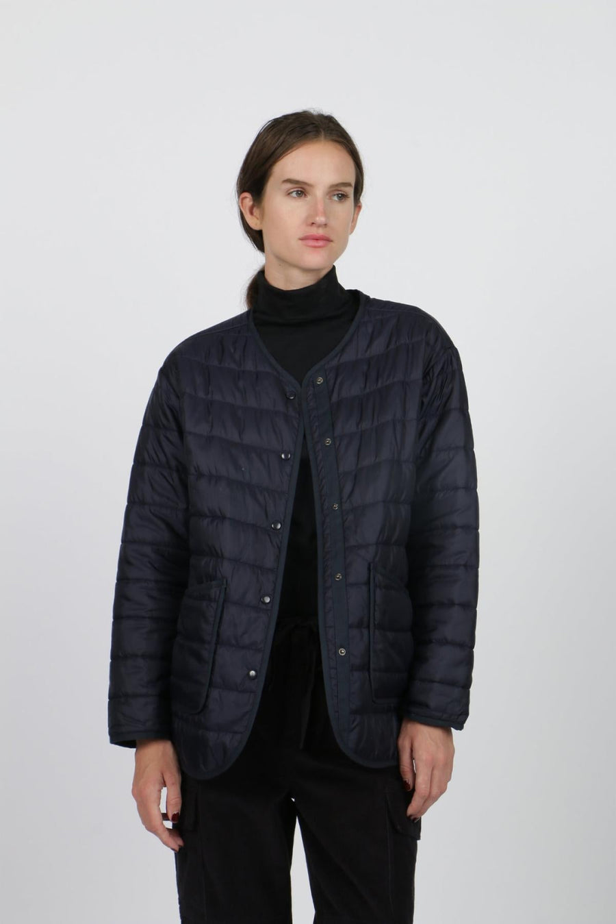 Nylon Padded Jacket - Navy - Jacket