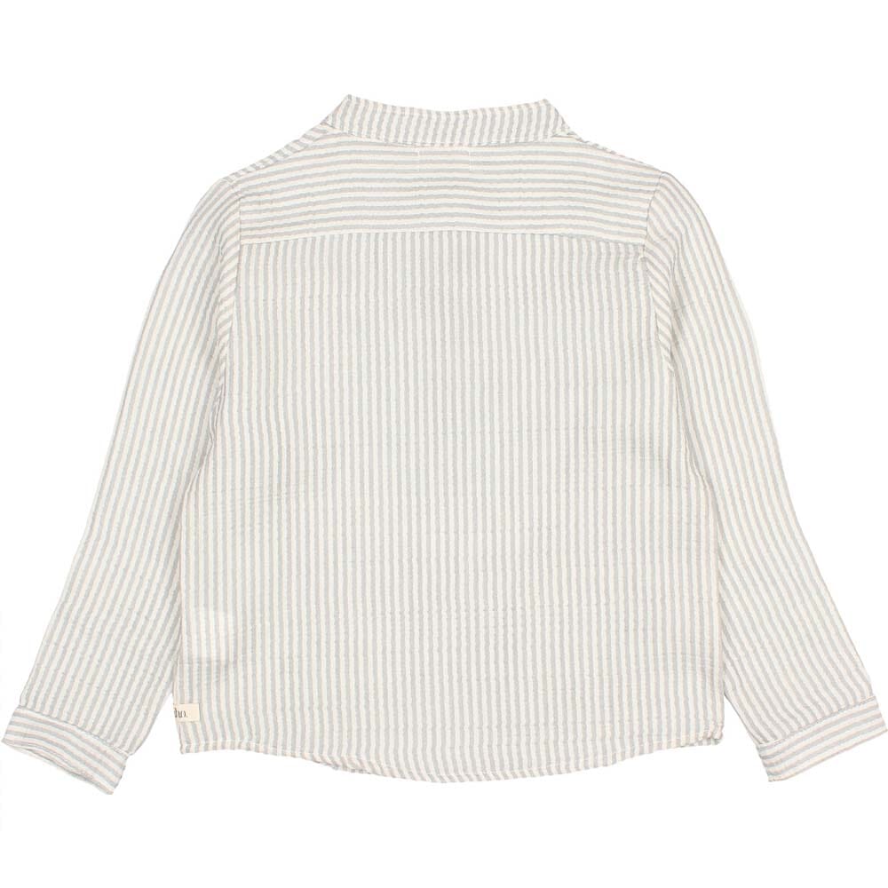 Half Button Stripes Shirt - Light Grey Tops Buho 