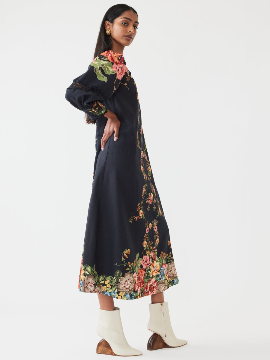 Tara Dress - Black Victorian Floral