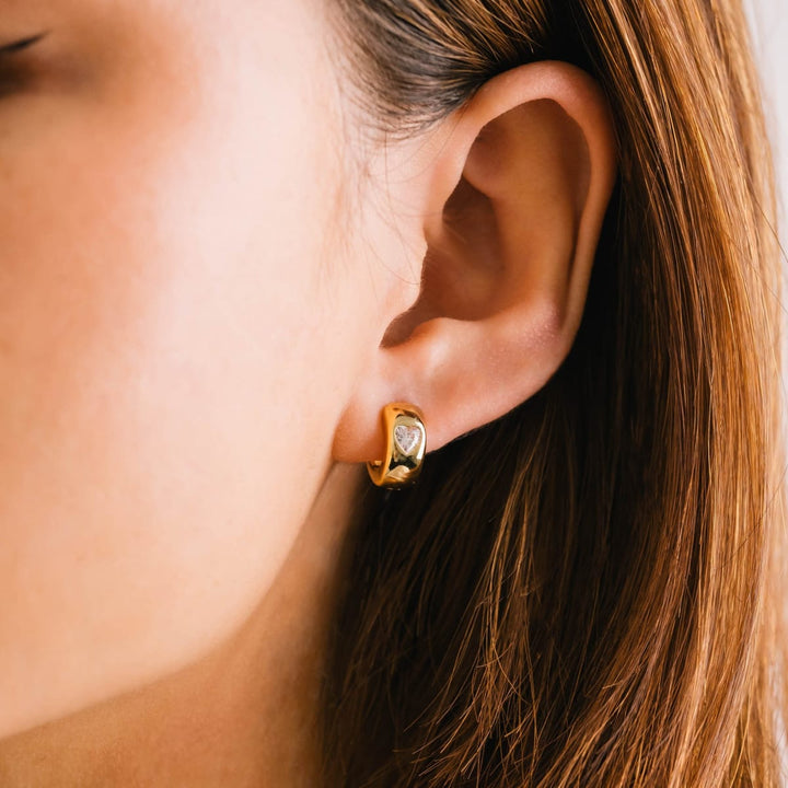 Heart Chunky Huggie Hoop Earrings