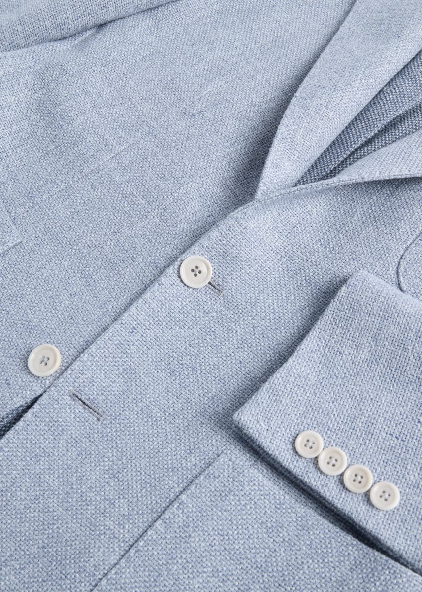 Solid Basketweave Summer Jacket - Powder Blue
