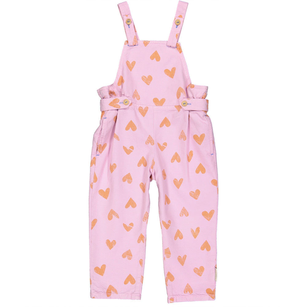 Baby Jumpsuit - Lavender w/ Orange Hearts Allover