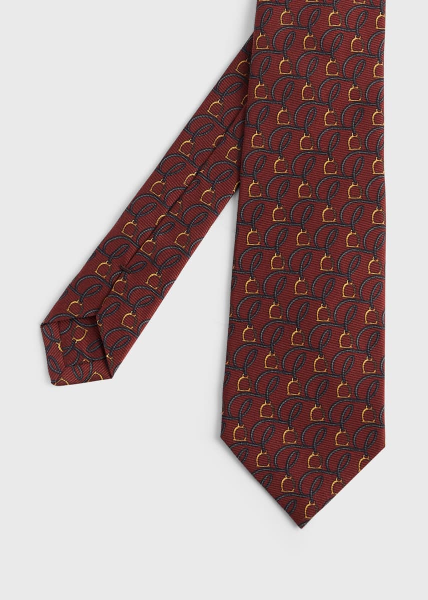 Printed Silk Belts And Bits Tie - Rust