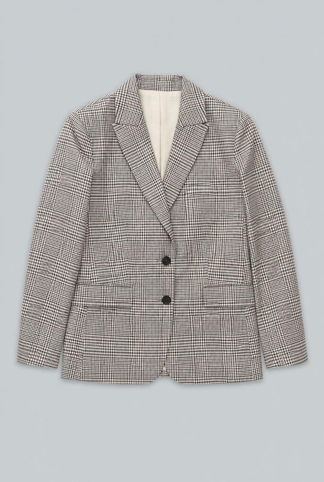 Plaid Oversized Blazer - Gray Combo