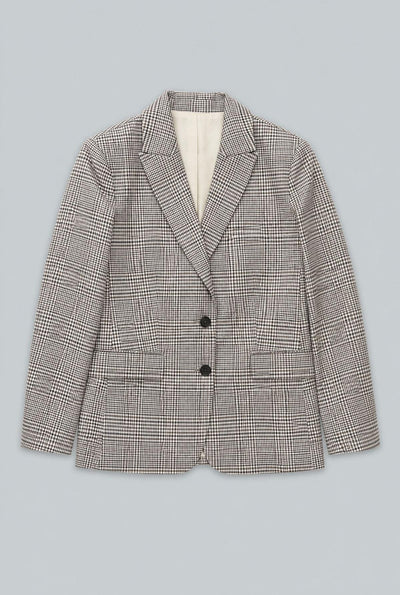 Plaid Oversized Blazer - Gray Combo