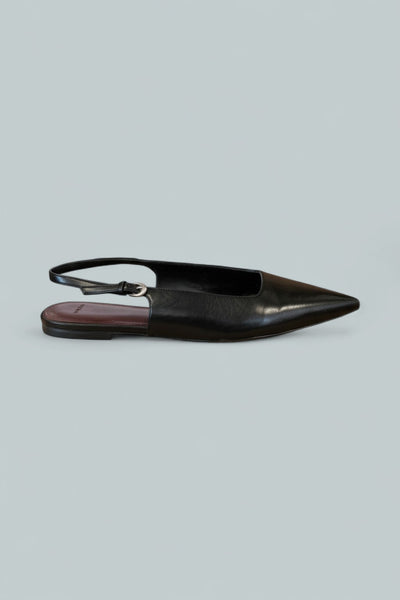 Women's Gracy Leather Slingback Flat - Black