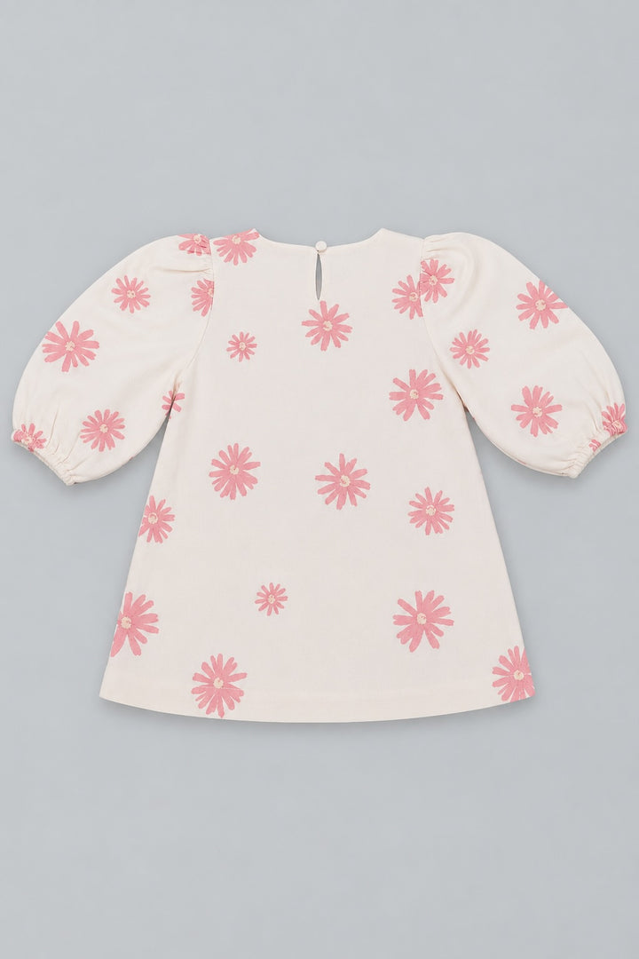 Embroidered Long Sleeve Dress - Pink Combo